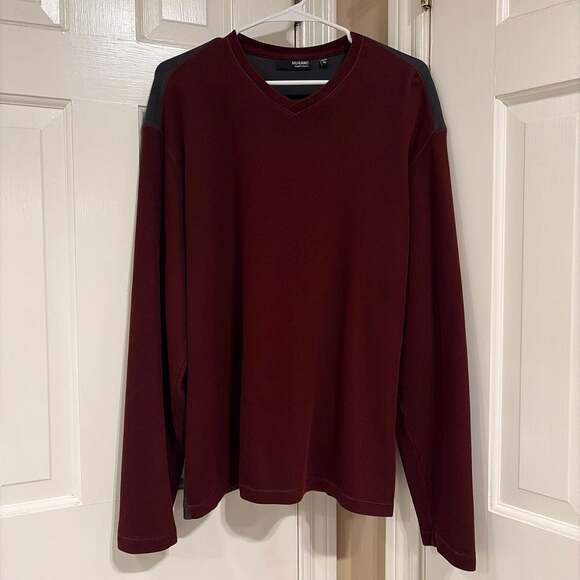 Murano Other - Murano Liquid Luxury Men's Maroon & Gray Long Sleeve V-Neck Pullover Shirt XL
